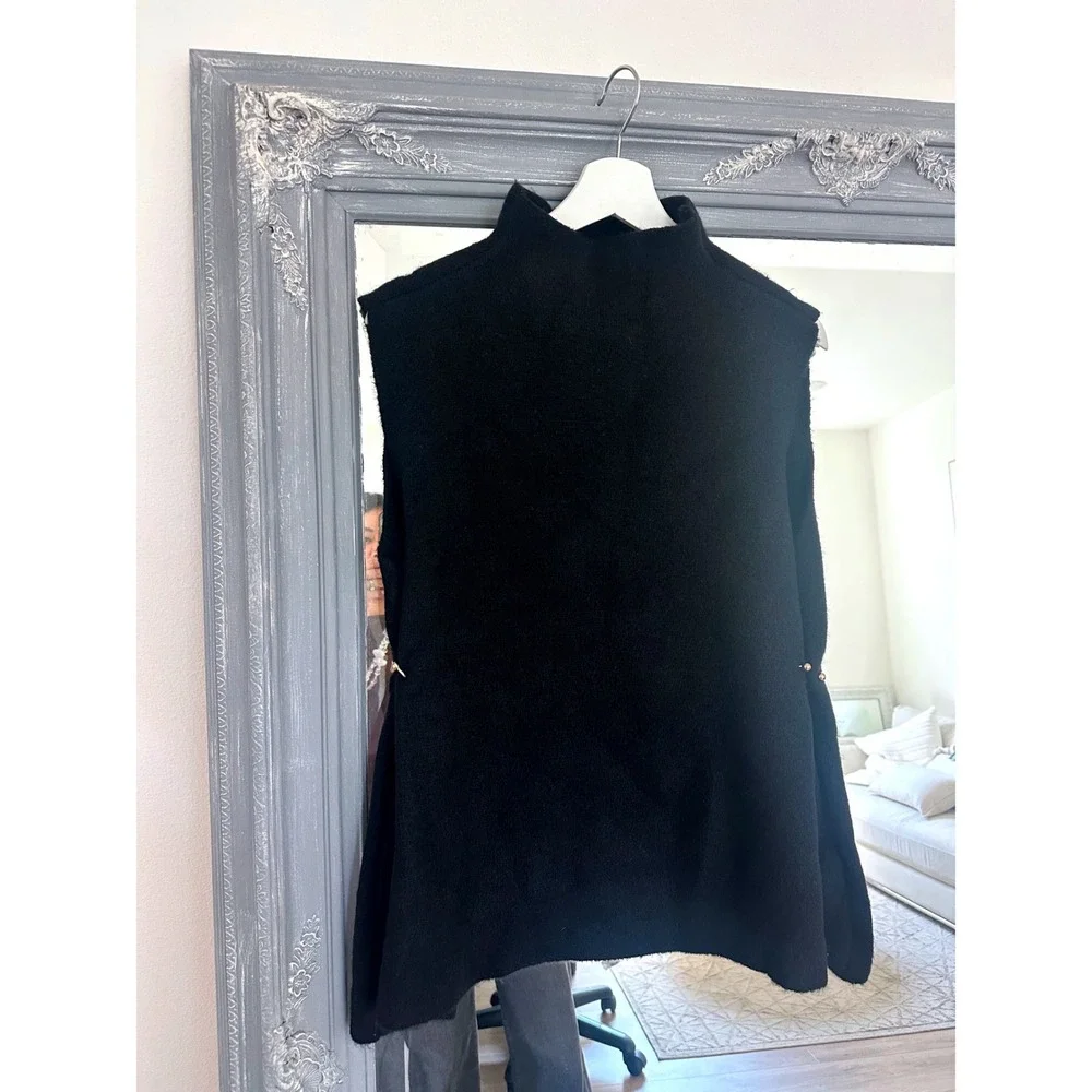 NWT Zara High Neck Sleeveless Asymmetric Hem Knit Top Open Side Appliques L - Picture 9 of 12